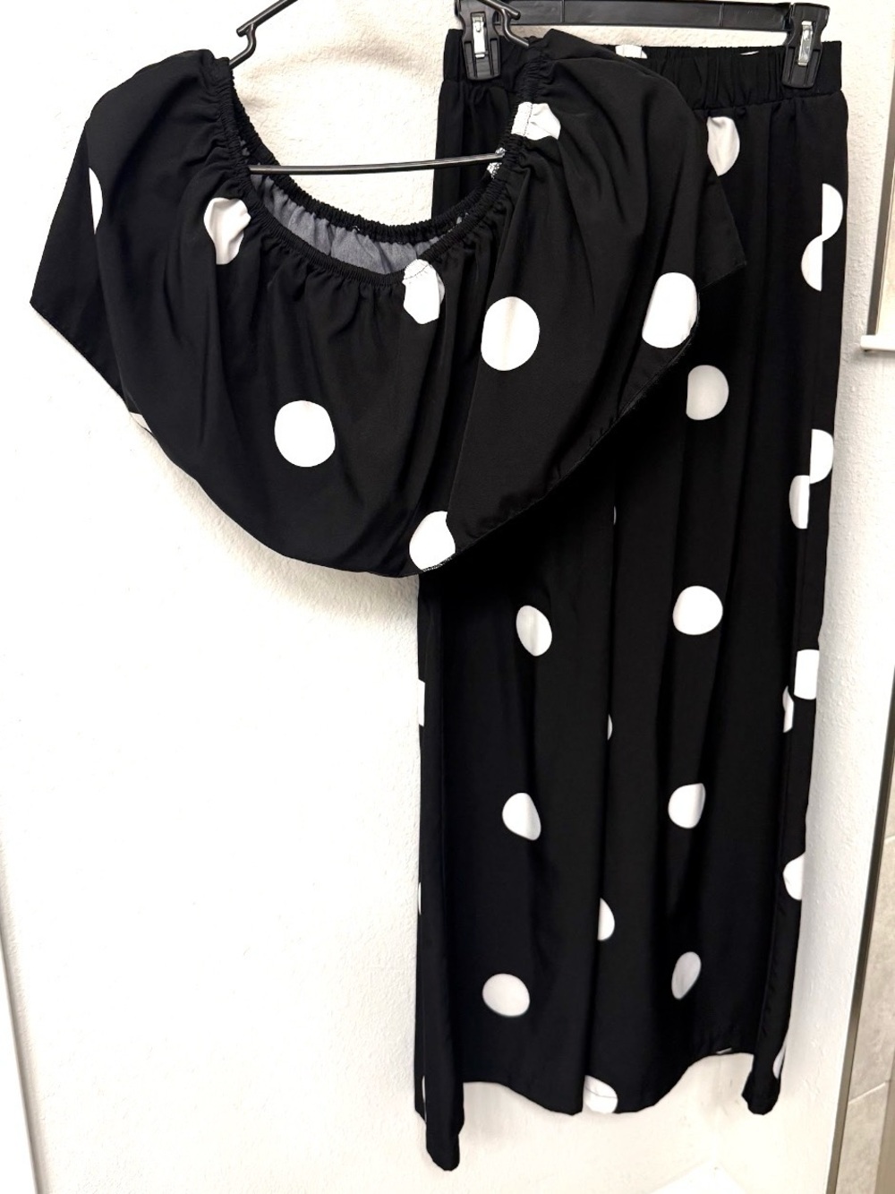 SHEIN Black & White Polka Dot Wide-Leg Pants